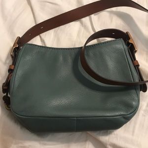 Lightly used fossil dark green and brown bag